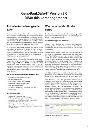 GenoBankSafe-IT Version 3.0 + RIMA ... - GenoTec GmbH