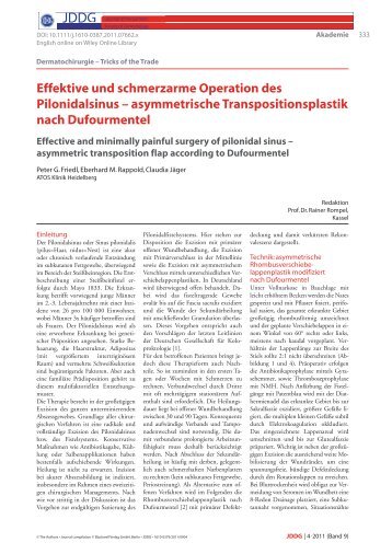 Effektive und schmerzarme Operation des Pilonidalsinus ...