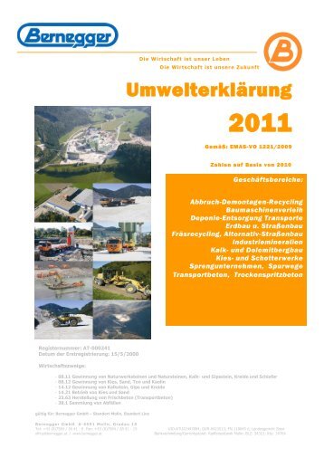 Unsere Umwelterklärung 2011 als Pdf-Datei ... - Bernegger Gmbh