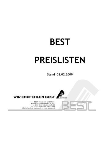 Preisliste ÖMAT Schlaufenmatten - BEST - BAUEISEN