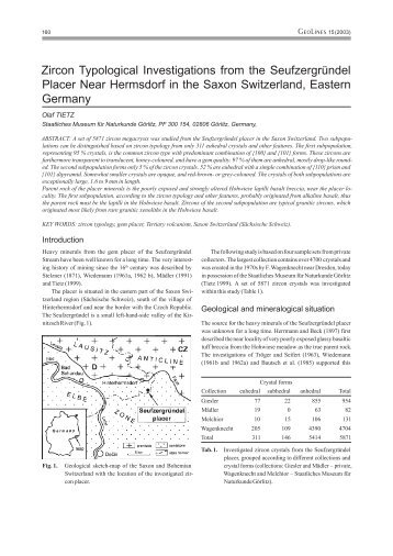 Zircon Typological Investigations from the Seufzergründel ... - Geolines