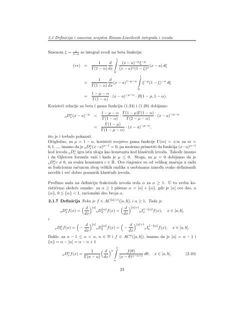 Izvodi i integrali necelog reda - Dobrodošli na Departman za ...