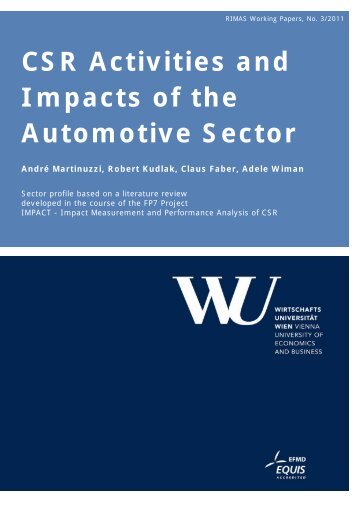 CSR Activities and Impacts of the Automotive Sector - Research ...