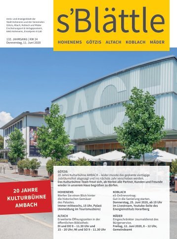 s'Blättle Nr. 24 - Do, 11. Juni 2020