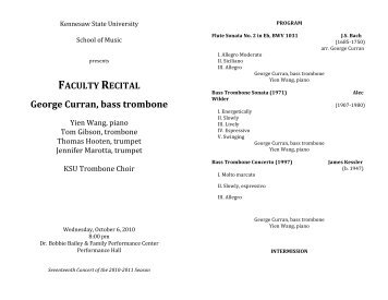 FACULTY RECITAL George Curran, bass trombone - Kennesaw ...