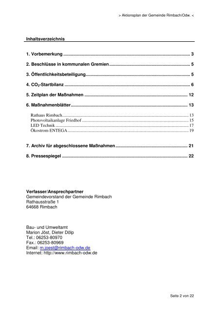 Aktionsplan Gemeinde Rimbach/Odw.