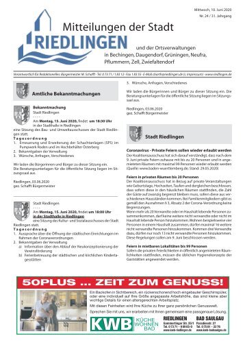 Amtliches Mitteilungsblatt Riedlingen 10.06.2020
