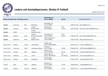 Ledare och kontaktpersoner, Rimbo IF Fotboll