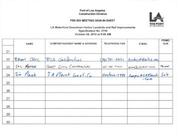 Pre-bid Sign-in Sheet - Port of Los Angeles