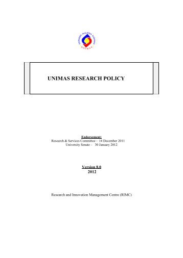 UNIMAS Research Policy - Research & Innovation Management ...