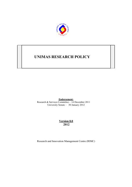 UNIMAS Research Policy - Research & Innovation Management ...