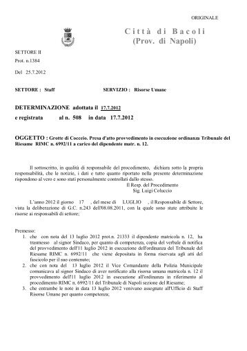 D0508risum-ordinanza tribunale riesame - Comune di Bacoli