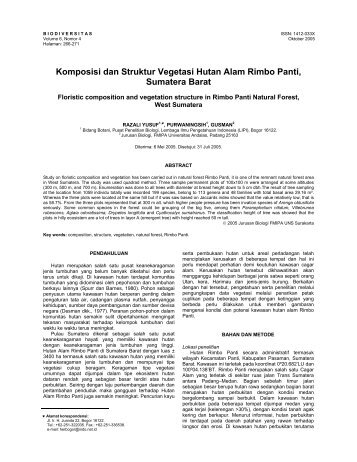 Komposisi dan Struktur Vegetasi Hutan Alam Rimbo ... - Biodiversitas