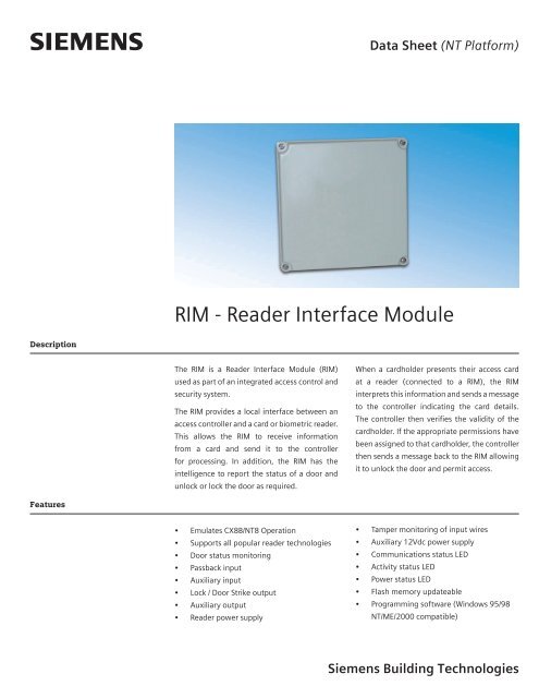RIM - Reader Interface Module - Siemens