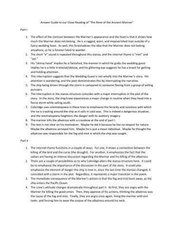 Answer Guide to our Close Reading of “The Rime of the Ancient ...
