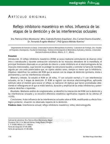 Reflejo inhibitorio masetérico en niños. Influencia de las etapas de ...