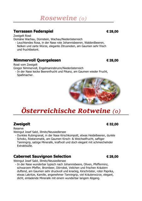 Weinkarte Restaurant Hermann