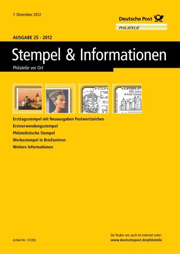 Ausgabe 25 - 2012 | 07. Dezember 2012 - Deutsche Post - Philatelie