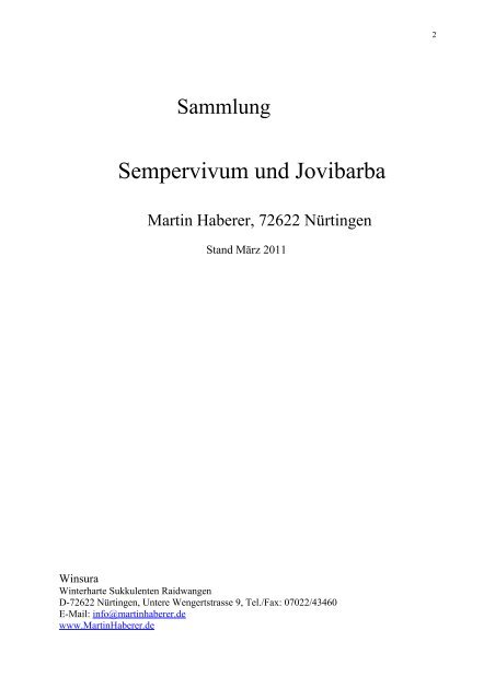 SEMPER/JOVI-MH-Sammlung AKTUELLE ... - Martin Haberer