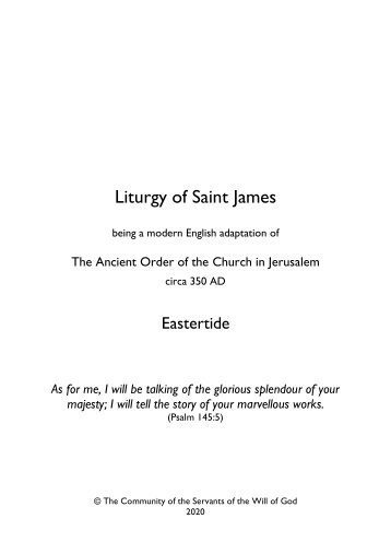Liturgy of Saint James Easter 2020