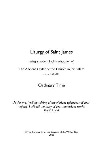 Liturgy of Saint James Ordinary Time 2020