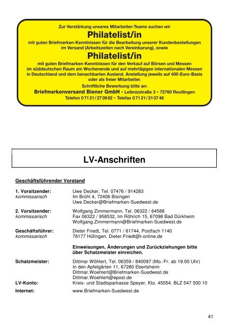SWA 248 - Landesverband Südwestdeutscher Briefmarkensammler ...