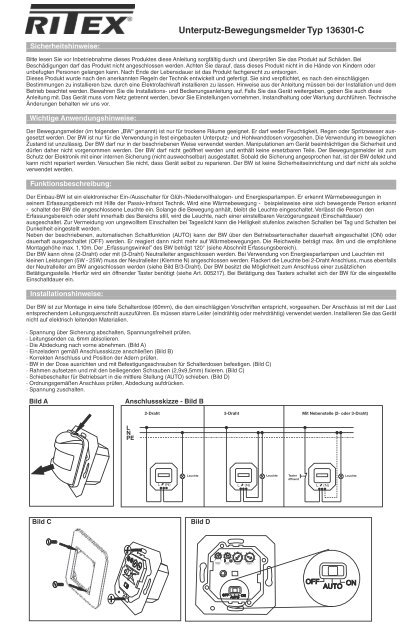 Unterputz-Bewegungsmelder Typ 136301-C - REV-Ritter GmbH
