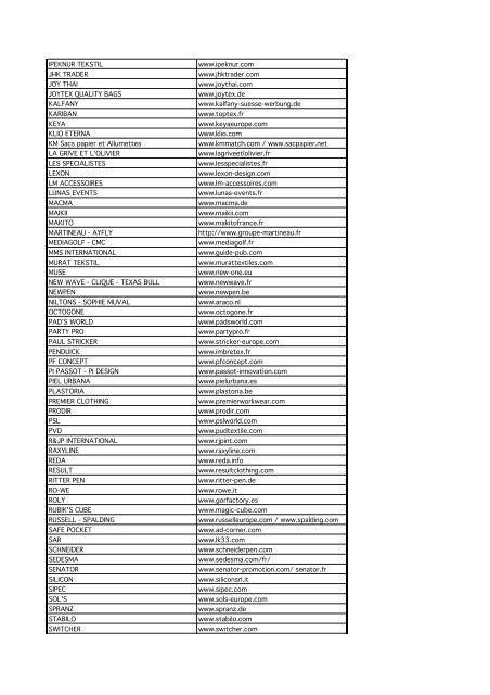 Exposants / Exhibitors Site Web / Website - CTCO