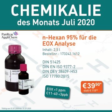 n-Hexan 95% für die EOX Analyse - Chemikalie des Monats