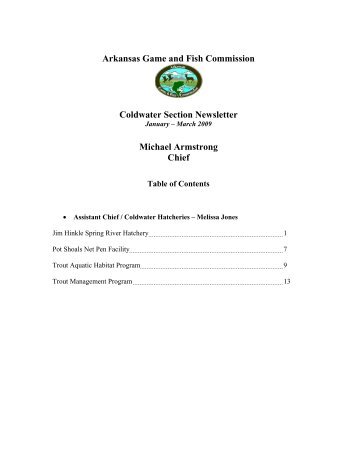 Coldwater Section Newsletter - Arkansas Game and Fish Commission
