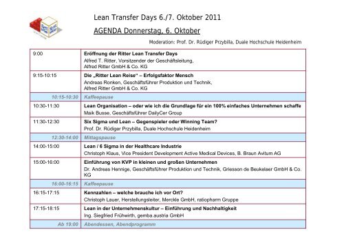 LTD_2011_Dokumentation - Lean Transfer Days 2011