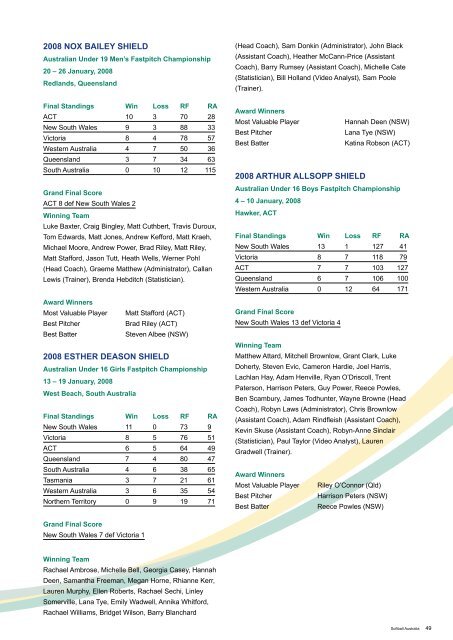 Softball Australia - Australian Sports Commission