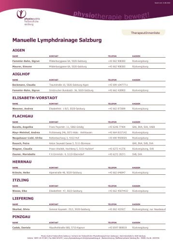 Manuelle Lymphdrainage Salzburg - bei PhysioAustria ...