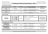 Fortbildungen Abteilung Physiotherapie 2009 / 2