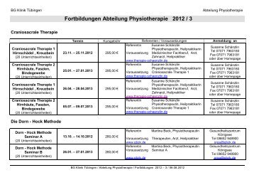 Fortbildungen Abteilung Physiotherapie 2012 / 3