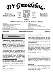 Amtliches Gemeinde Mitteilungsblatt Villenbach