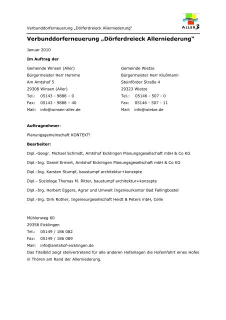 VDE Dörferdreieck Allerniederung Bericht - Gemeinde Winsen (Aller)