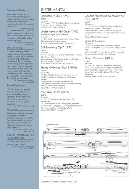 Thomas Adès Catalogue of Works