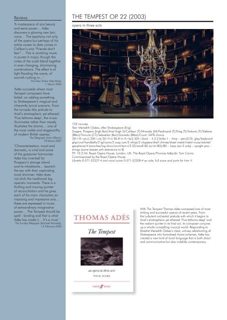 Thomas Adès Catalogue of Works