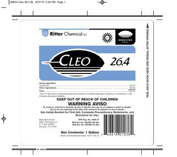 Cleo 26.4 Clethodim - Ritter Chemical, LLC