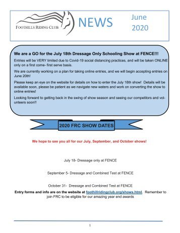 June 2020 FRC Member Newsletter