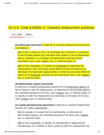 42 U.S. Code § 2000e–2 - Unlawful Employment Practices