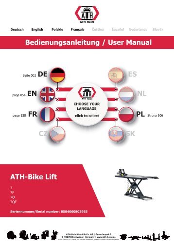 ATH-Heinl Bedienungsanleitung  ATH-Bike Lift 7, 7F, 7Q, 7QF