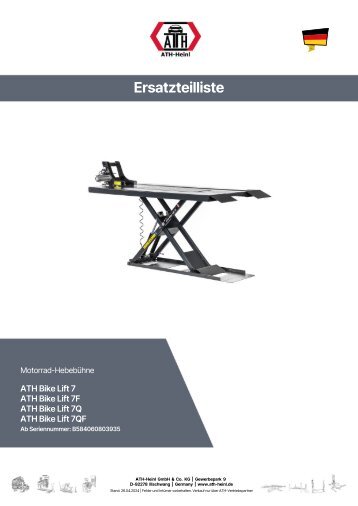 ATH-Heinl ERSATZTEILBUCH SPARE PARTS BOOK Bike Lift 7, 7F, 7Q, 7QF