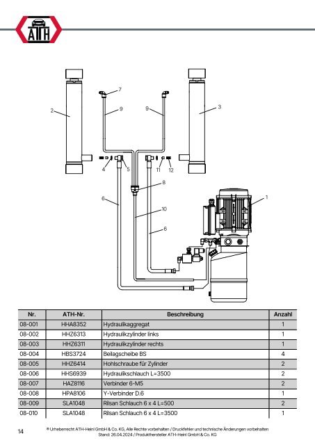 ATH-Heinl ERSATZTEILBUCH SPARE PARTS BOOK Bike Lift 7, 7F, 7Q, 7QF