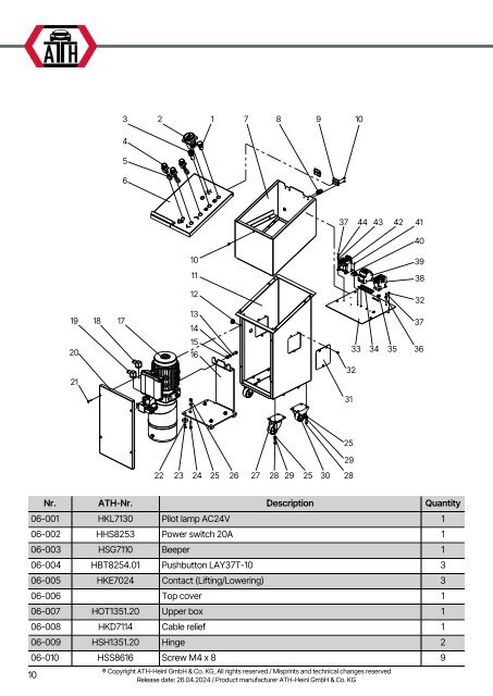 ATH-Heinl ERSATZTEILBUCH SPARE PARTS BOOK Bike Lift 7, 7F, 7Q, 7QF