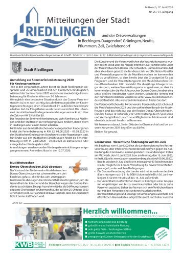 Amtliches Mitteilungsblatt Riedlingen 17.06.2020
