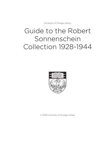 Guide to the Robert Sonnenschein Collection 1928-1944