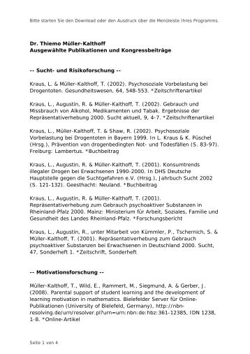 Publikationen Dr. Thiemo Müller-Kalthoff - Gesundheitszentrum am ...