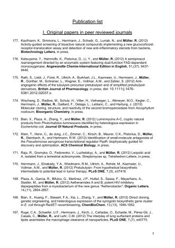 Publication list of Prof. Dr. Rolf Müller - Helmholtz-Zentrum für ...